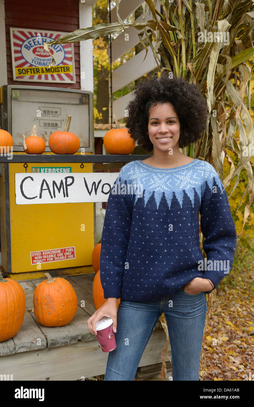 USA, United States, America, North America, East Coast, New England, Vermont, girl, afro, woman, black, african american, young, Stock Photo