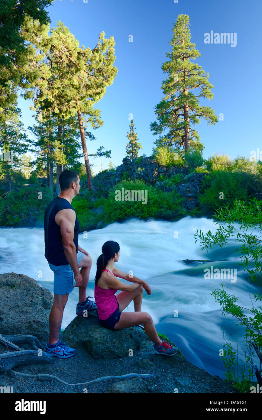USA, United States, America, North America, Pacific Northwest, Cascade Mountains, Deschutes, National Forest, Dillon Falls, Rive Stock Photo