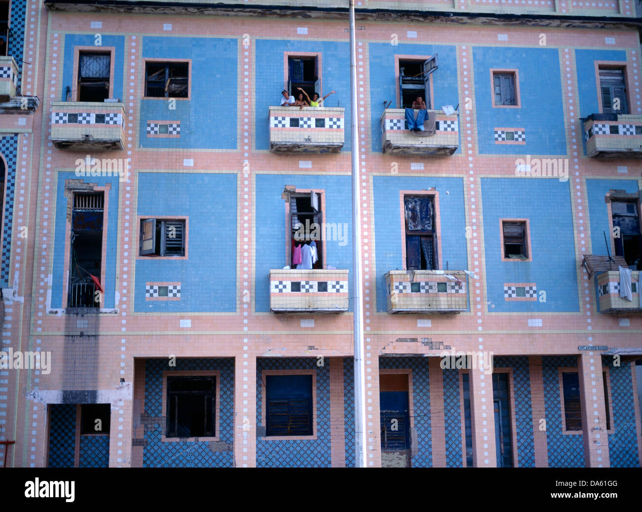 Havana Cuba Apartment Building On Malecon (seafront Drive Stock Photo