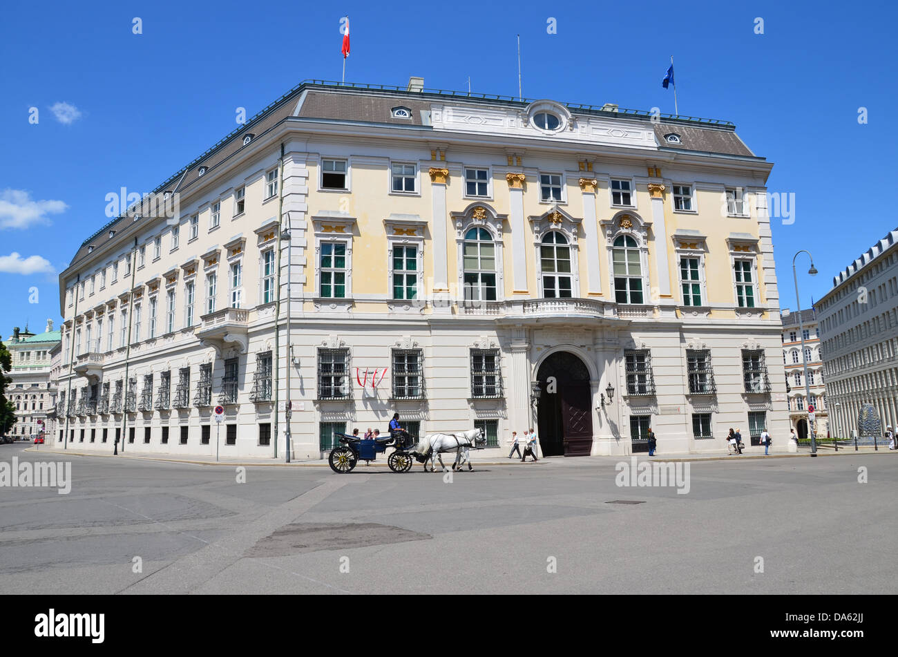 The  Bundeskanzleramt,is the seat of the Austrian Chancellor and has for more than 250 years represented the centre of power. Stock Photo