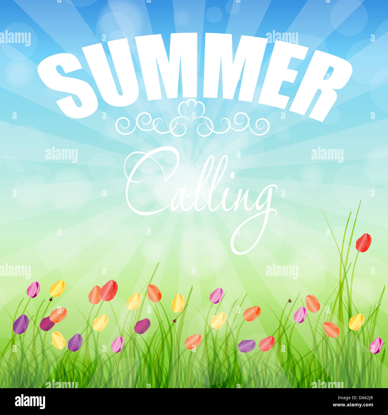summer holidays poster vector illustration Stock Photo - Alamy