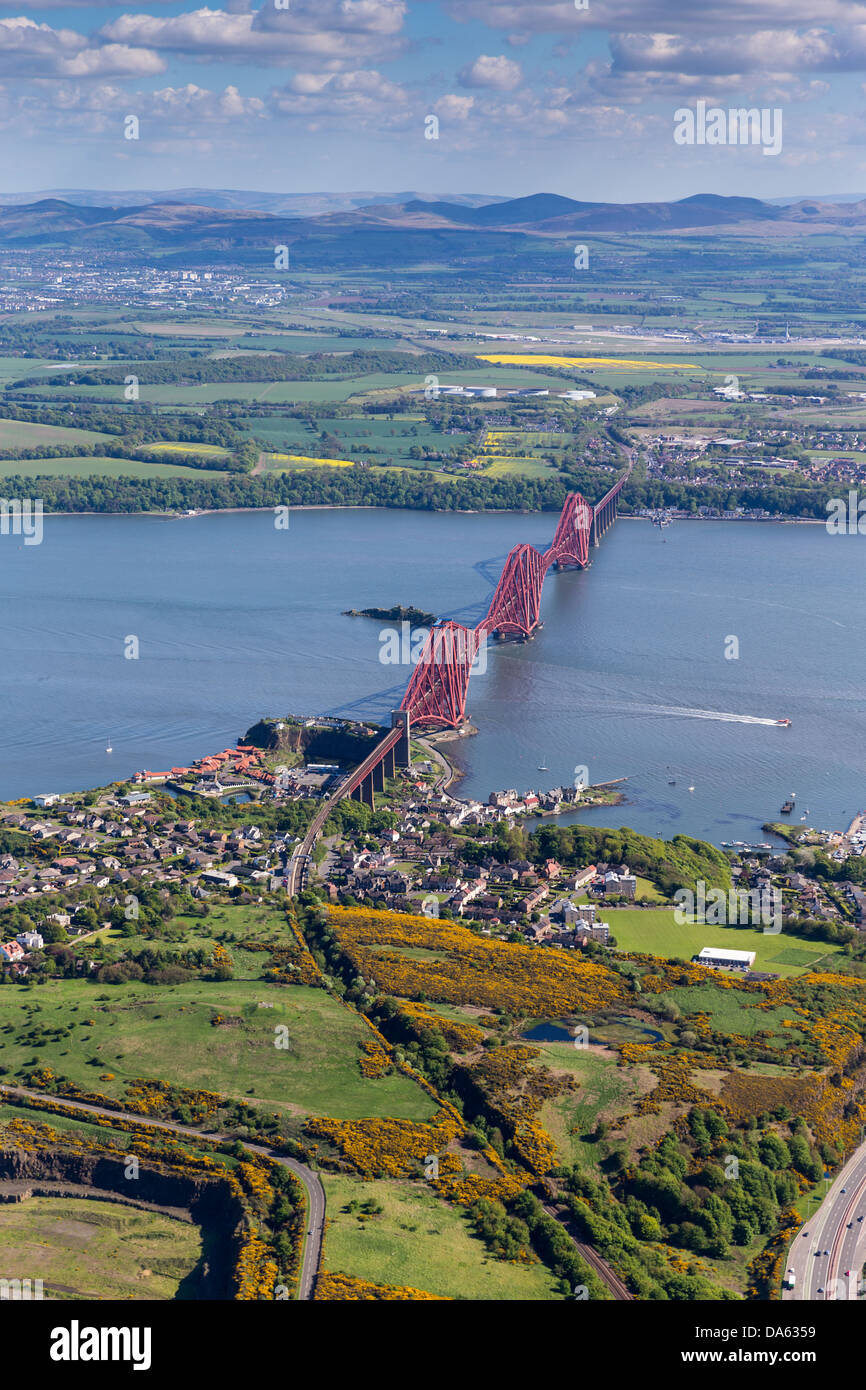 Aerial view of the Forth Rail Bridge (looking south from Fife), Firth