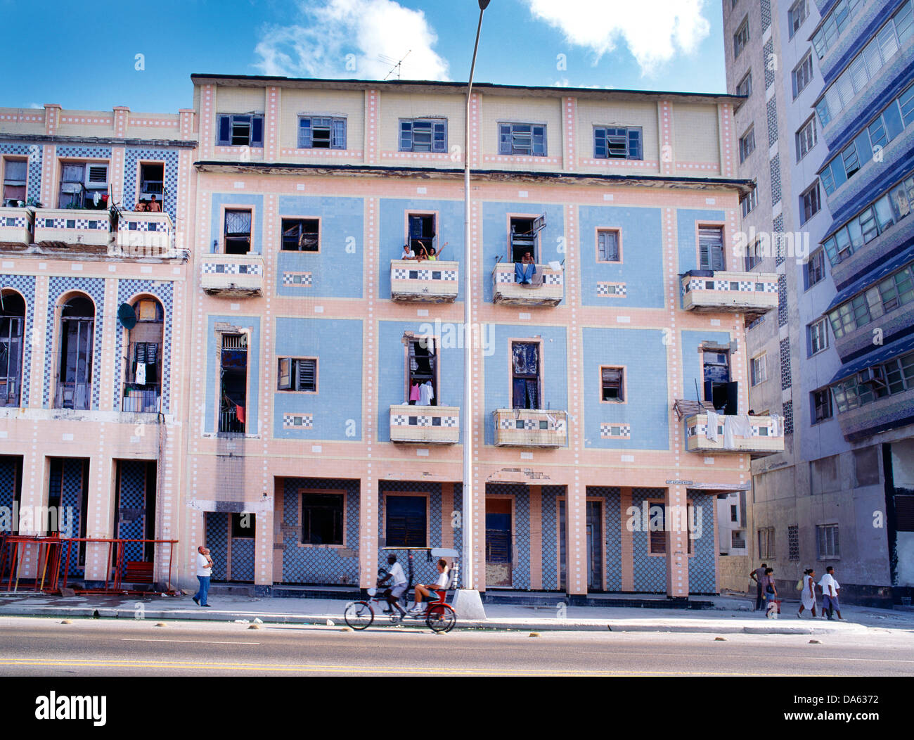Havana Cuba Apartment Building On Malecon (seafront Drive Stock Photo