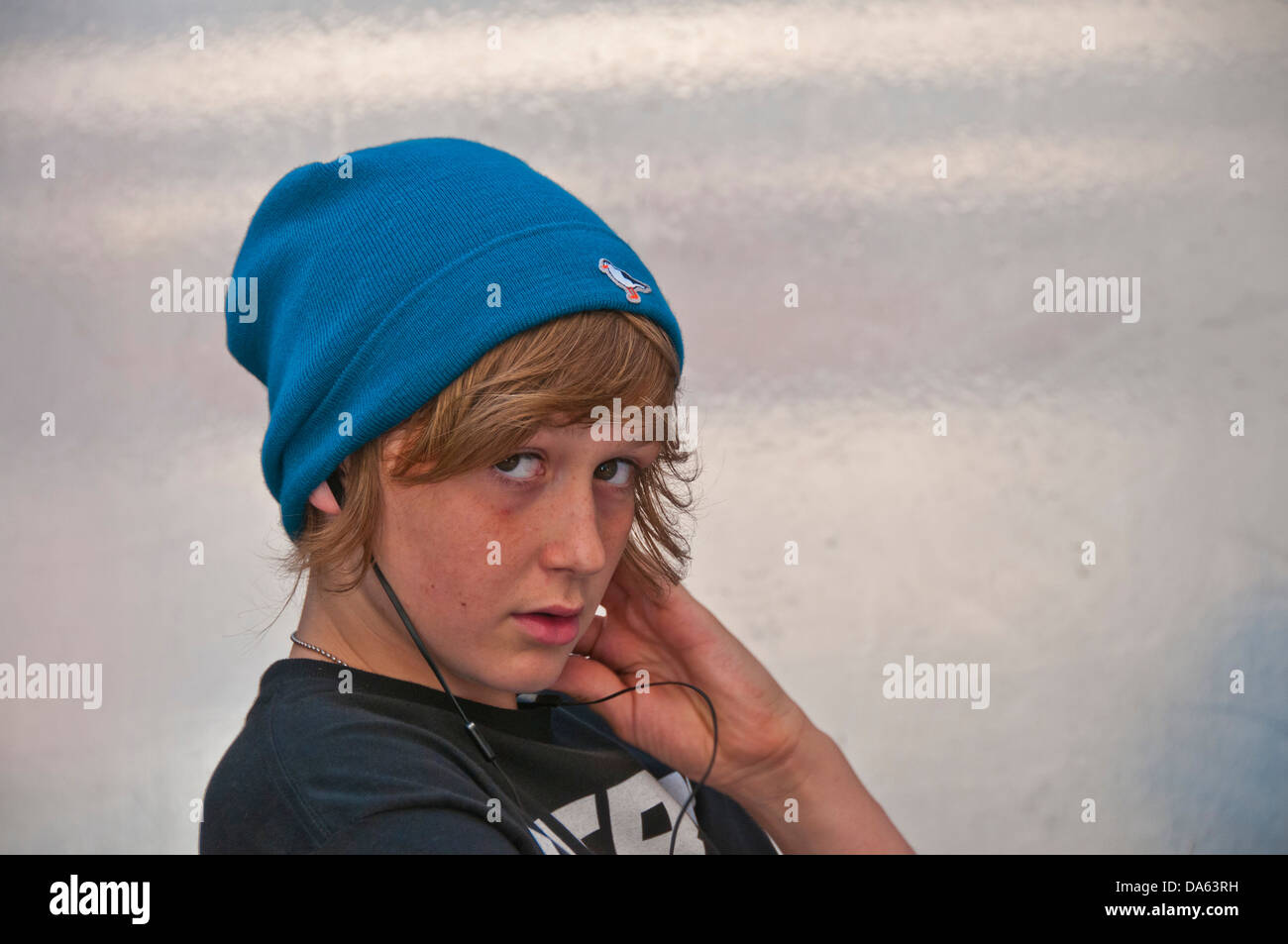 Look, Glance, cap, hat, Portrait, teenager, 12-year-old, boy, Germany, Europe Stock Photo