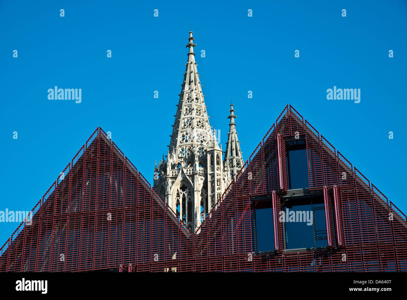 Choir tower, Ulm, Münster, steeple, building, construction, Münster place, Baden-Wurttemberg, Germany, Europe Stock Photo
