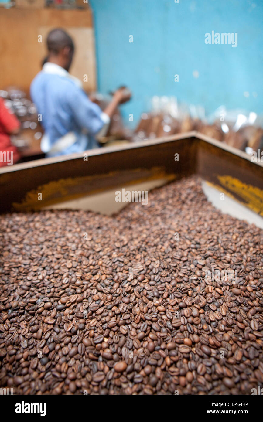 Coffee, production, Harar, Ethiopia, UNESCO, world cultural heritage, Africa, town, city, coffee, grind, Stock Photo