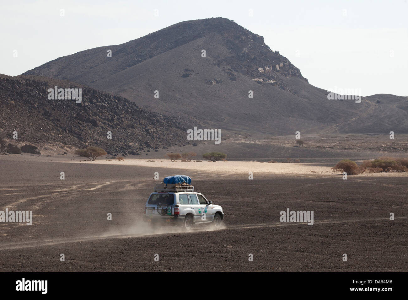 Expedition, vehicle, vessel, car, automobile, cross-country, vehicle, volcanic, area, Africa, Djibouti, Stock Photo