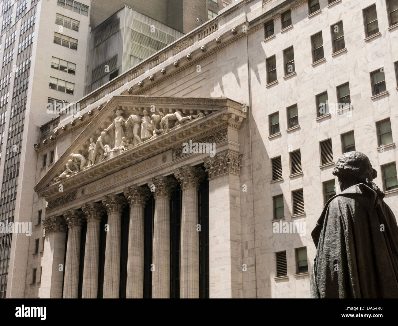 New York Stock Exchange from Federal Hall, George Washington Statue in ...