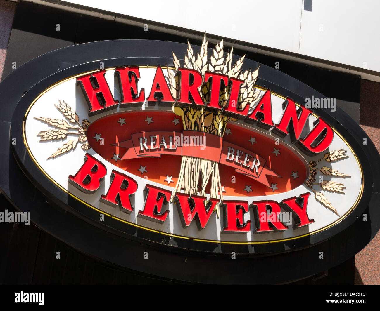 Heartland Brewery Restaurant Facade Sign, NYC Stock Photo