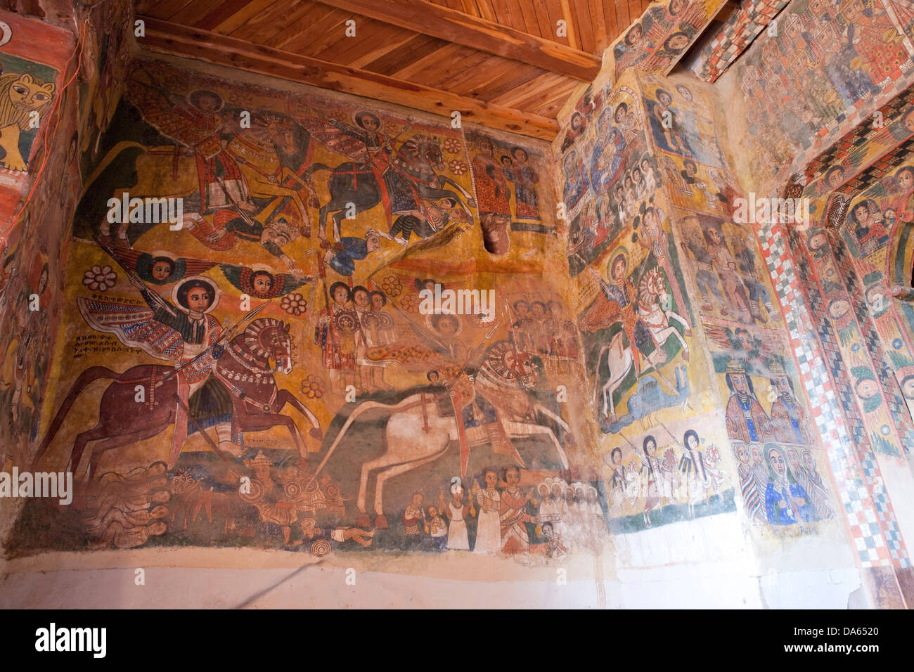 tigrinic, rock church, Abreha wa Azbeha, Africa, church, religion, Ethiopia, inside, mural painting, Stock Photo
