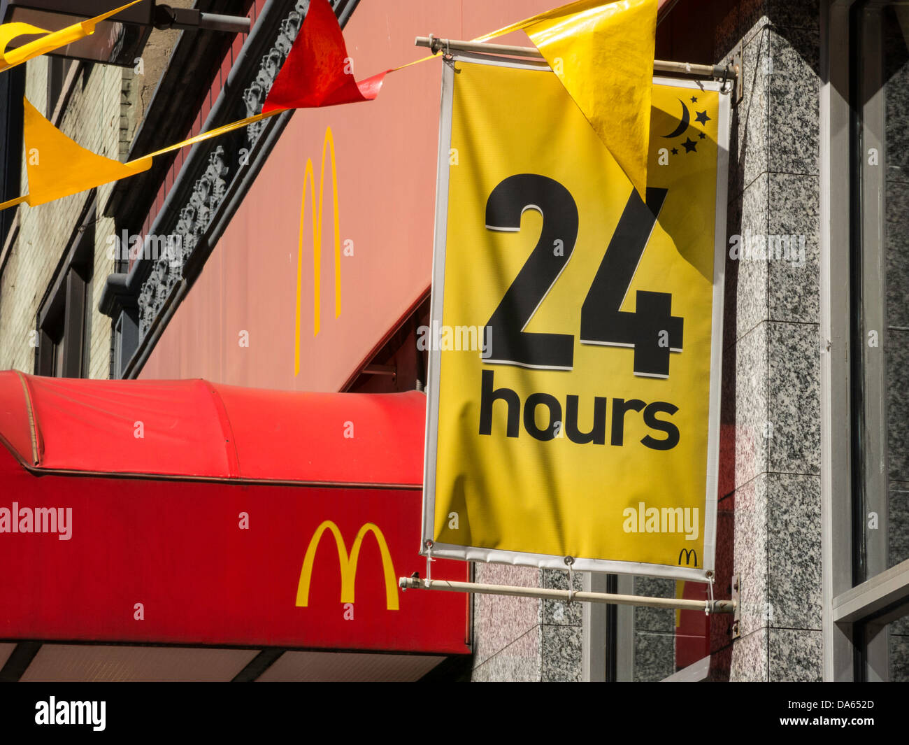 McDonald's Restaurant is Open All Hours, NYC Stock Photo