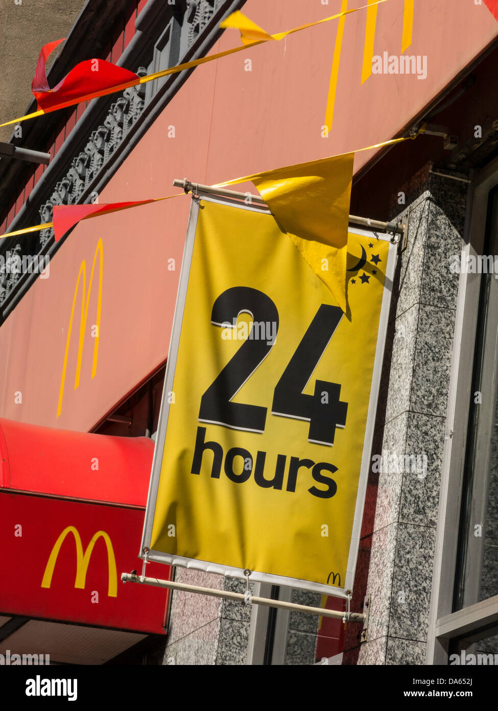 McDonald's Restaurant is Open All Hours, NYC Stock Photo