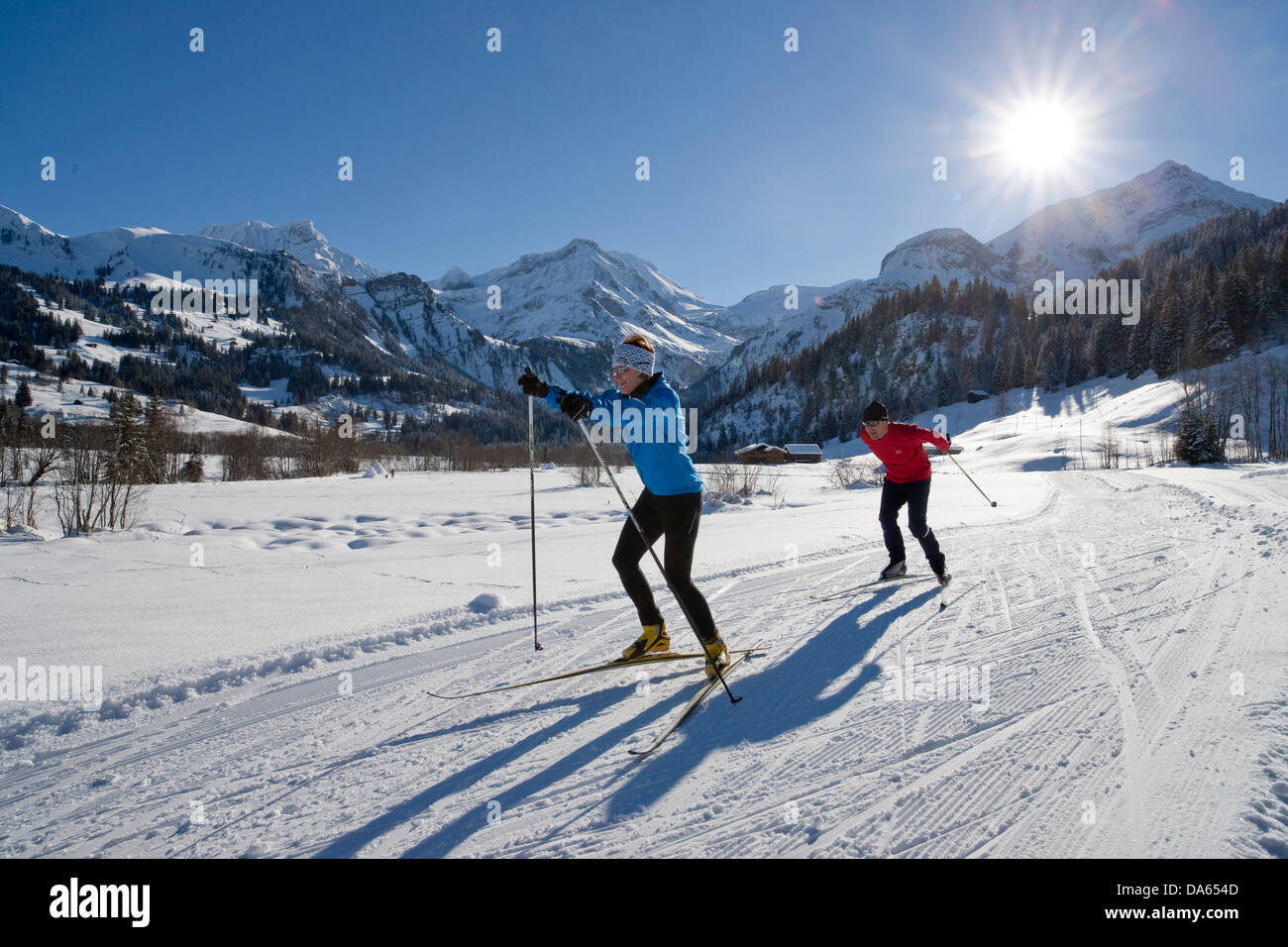 crosscountry, ski, Lauenen, winter, village, canton, Bern, Bernese