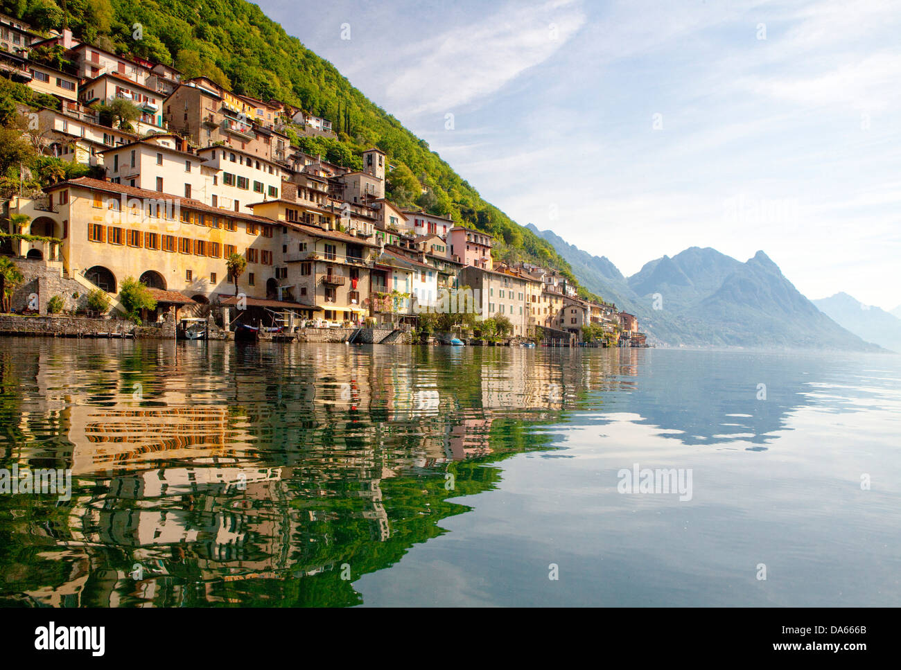 Gandria, canton, TI, Ticino, South Switzerland, water, lake, lakes, village, Switzerland, Europe, Lake Lugano, Stock Photo