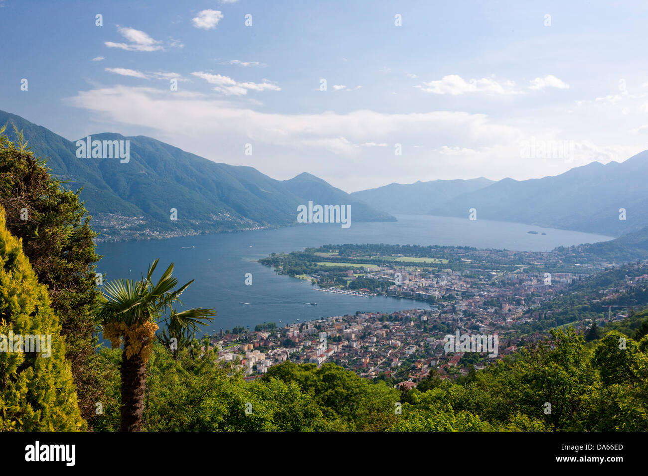 View, Lago Maggiore, Locarno, Ascona, canton, TI, Ticino, South Switzerland, lake, lakes, Switzerland, Europe, Stock Photo