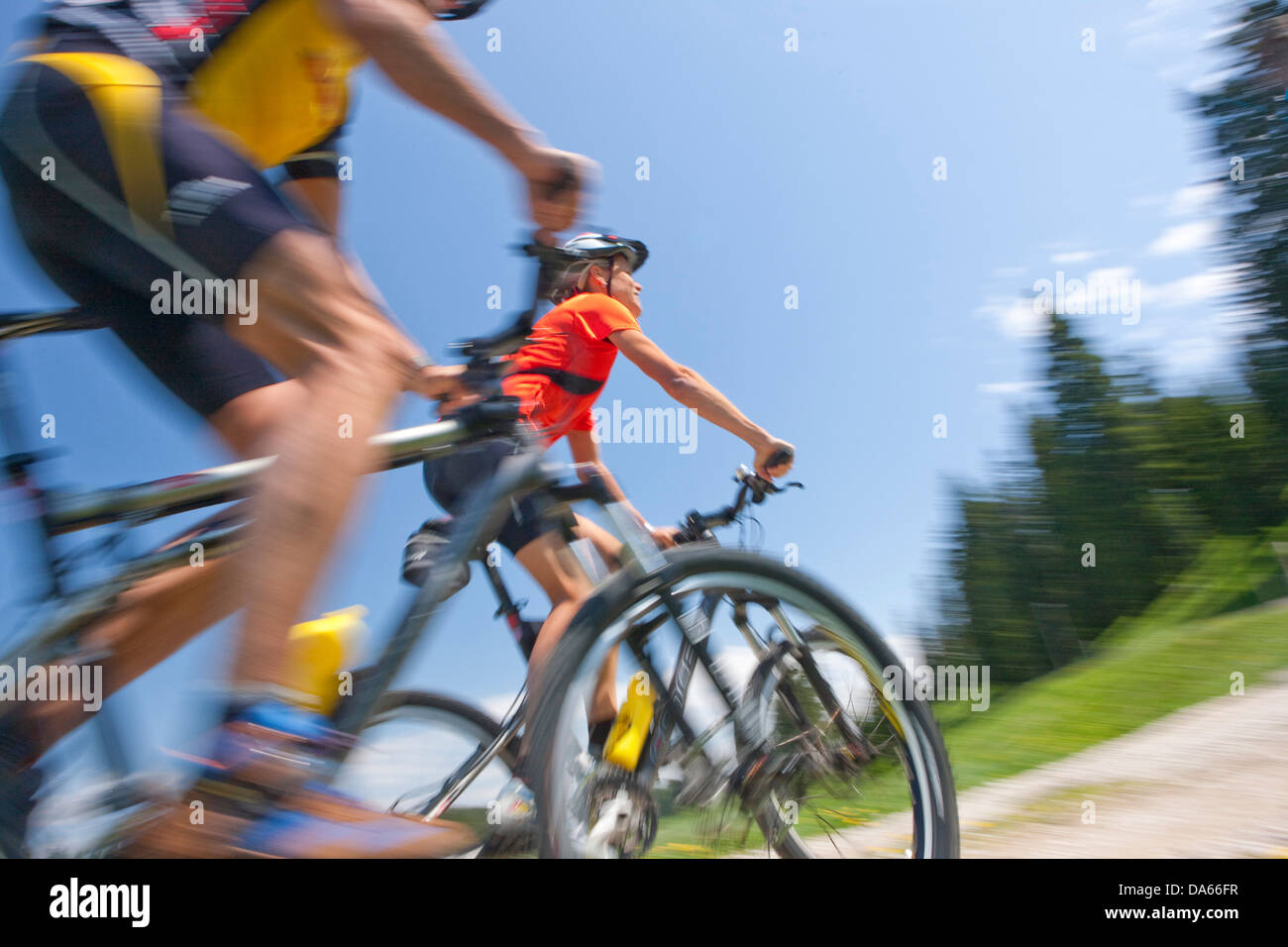 Bicycle tour, mountain bikes, Parc vaudoise jurassienne, Val de Joux, bicycle, bicycles, bike, riding a bicycle, tourism, holida Stock Photo