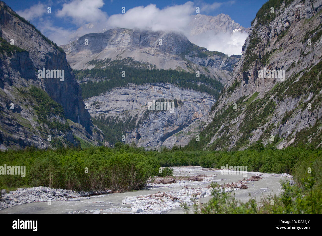 Gasterental, Kander, canton, Bern, river, flow, brook, body of water, water, Switzerland, Europe, Bernese Oberland, nature Stock Photo