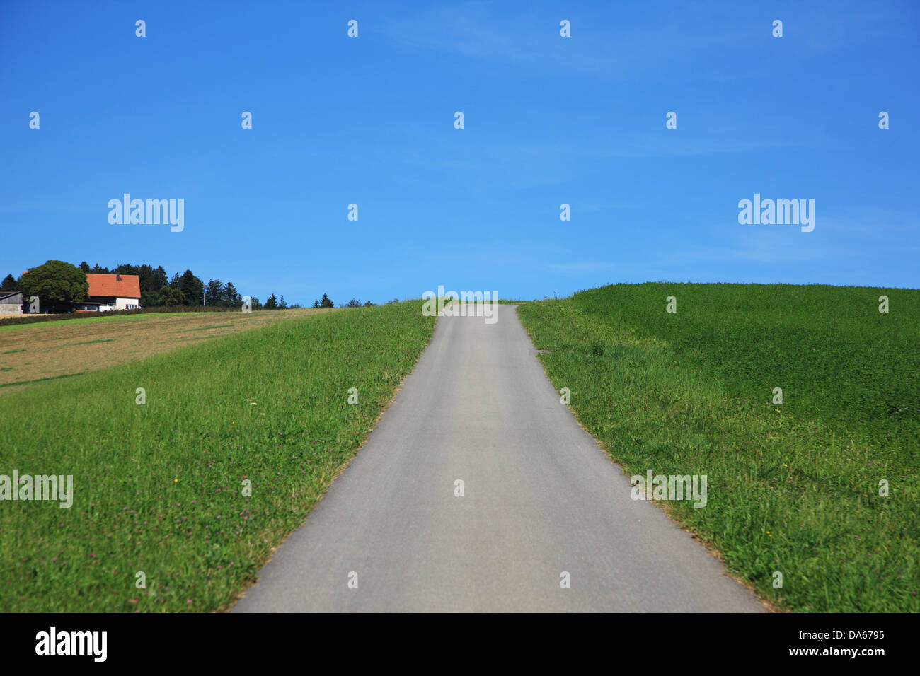 Road, Way, Forward, Horizon, Switzerland, Europe, canton  Lucerne, Rural, Tranquil, Landscape, Scenic, Outdoors, No People, Hori Stock Photo