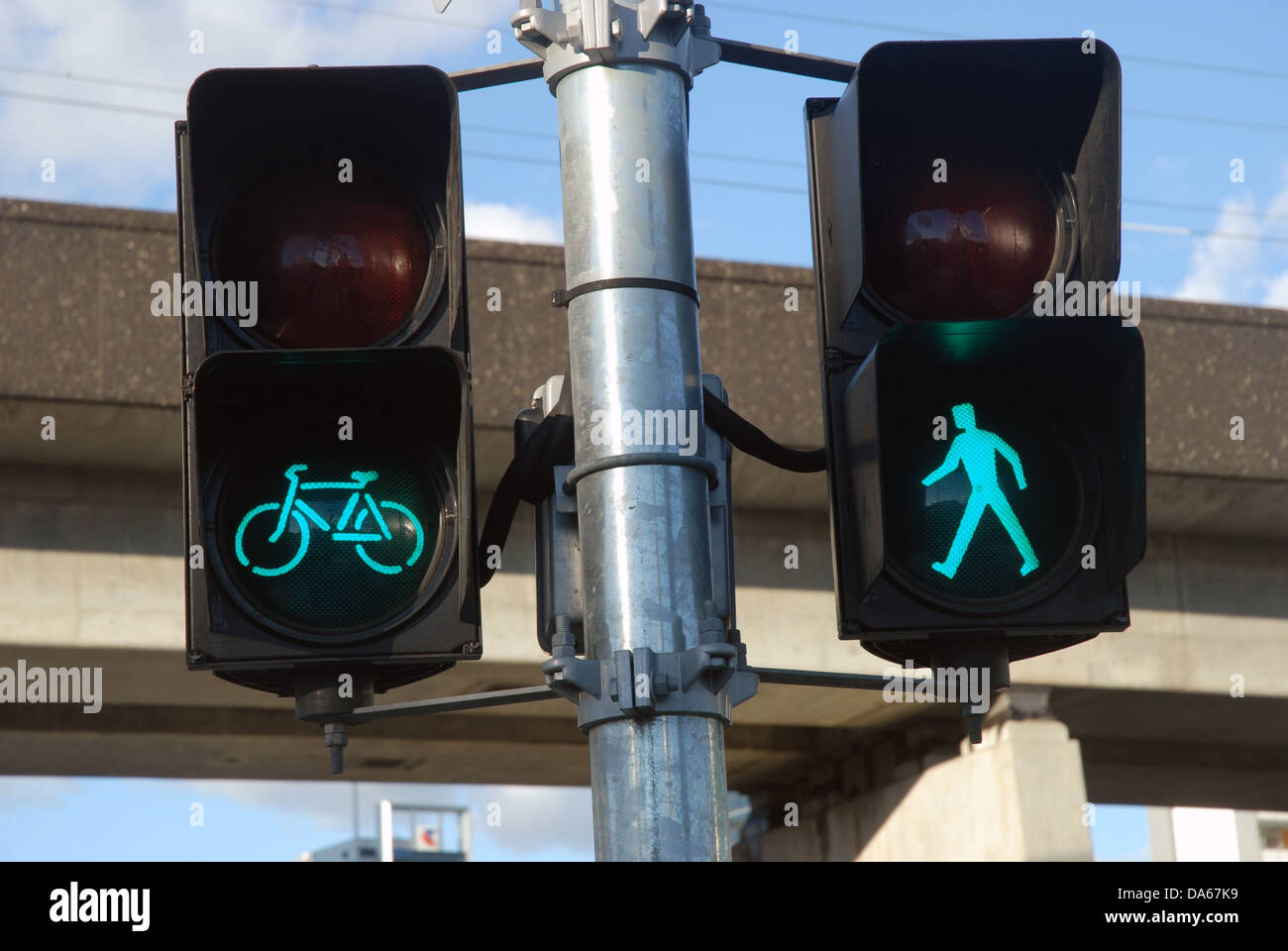 Green traffic light for pedestrians and bicycles. Brisbane, Queensland