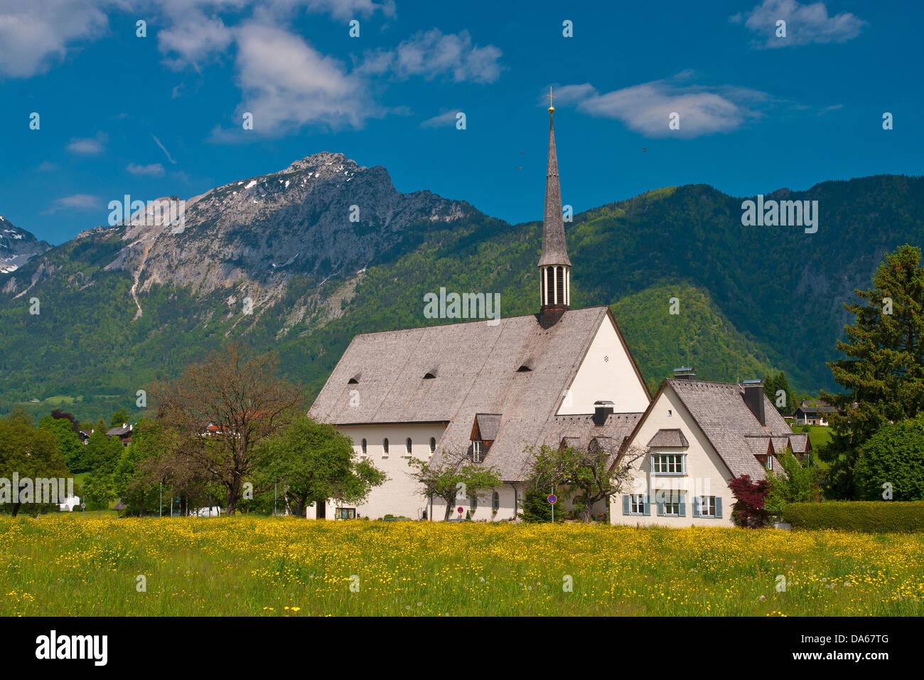 Germany, Europe, Bavaria, Berchtesgaden, Bad Reichenhall, Bavarian Gmain, Reichenhall, sky, church, faith, religion, mountain, m Stock Photo