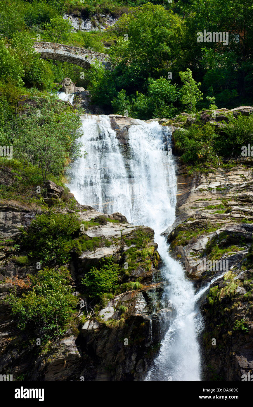 Biasca, cascades, Cascata di Santa Petronilla, Switzerland, Europe, canton, Ticino, Leventina, waterfall Stock Photo