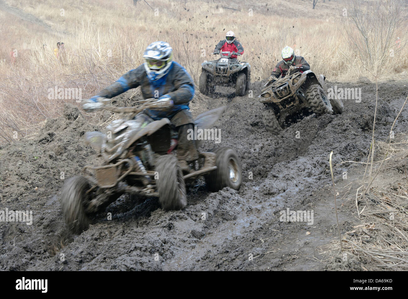atv racing on dirt track at spring Stock Photo Alamy