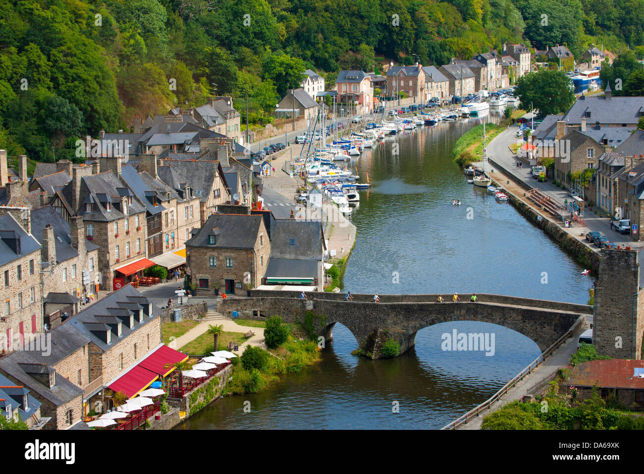 Dinan, France, Europe, Brittany, department, Côte d'Armor, town, city, Old Town, river Rance, Rance, medieval, houses, homes, st Stock Photo