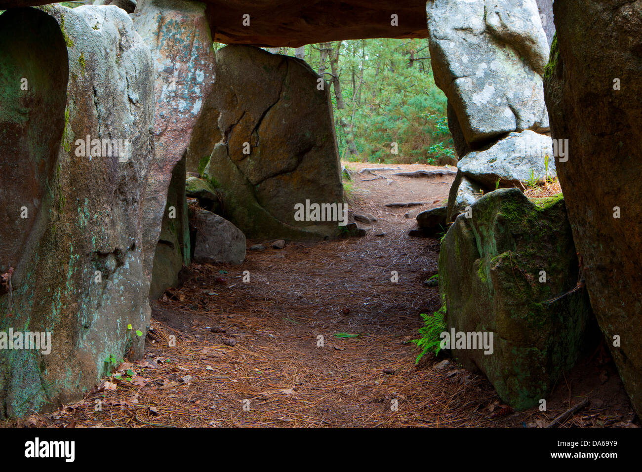 Dolmen, de, Mané-Kerioned, menhir, France, Europe, Brittany, department Morbihan, stone grave, megalith, stones, culture Stock Photo