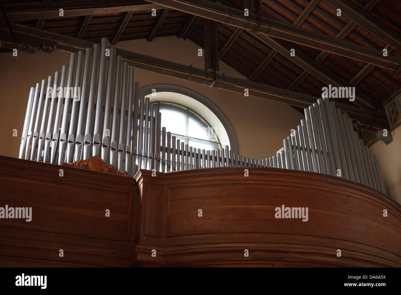 Organ of the Sanctuary of Castelmonte, Friuli,Italy Stock Photo