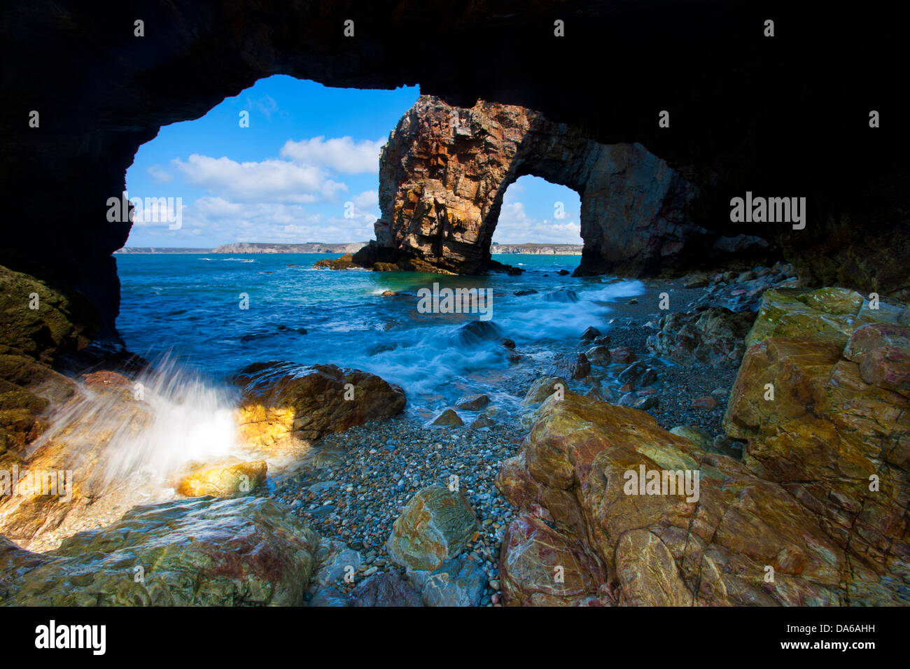 Point de Dinan, France, Europe, Brittany, department Finistère, peninsula, Crozon, sea, coast, cliff coast, arc Stock Photo