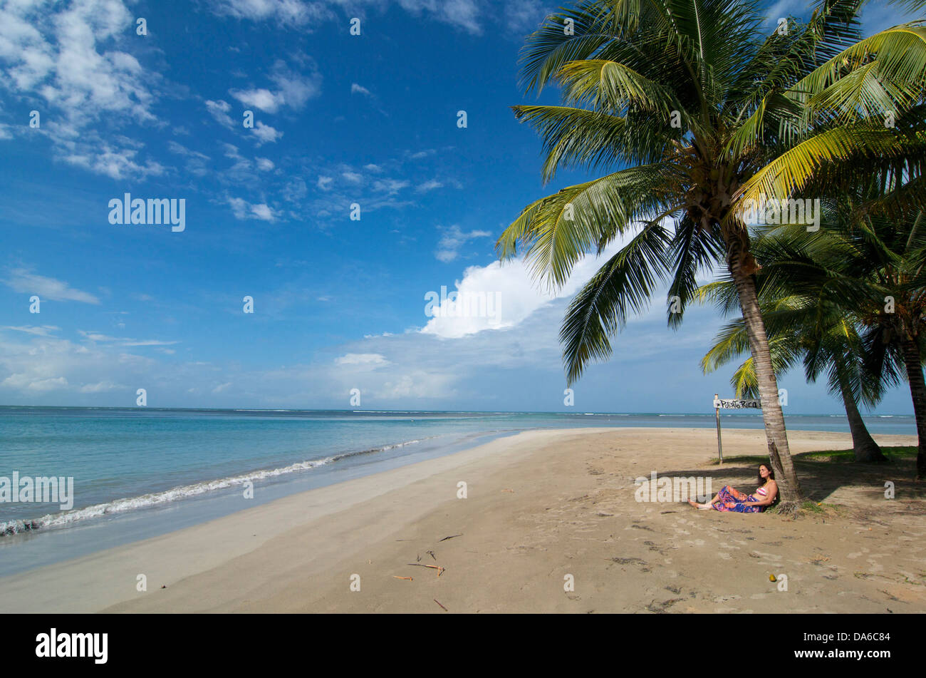 Puerto Rico, Caribbean, Greater Antilles, Antilles, Luquillo, palm beach, palm beaches, sand beach, sand beaches, beach, seashor Stock Photo