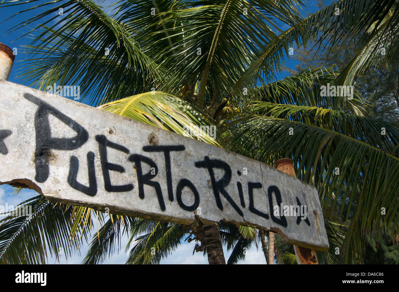 Puerto Rico, Caribbean, Greater Antilles, Antilles, Luquillo, palm beach, palm beaches, sand beach, sand beaches, beach, seashor Stock Photo