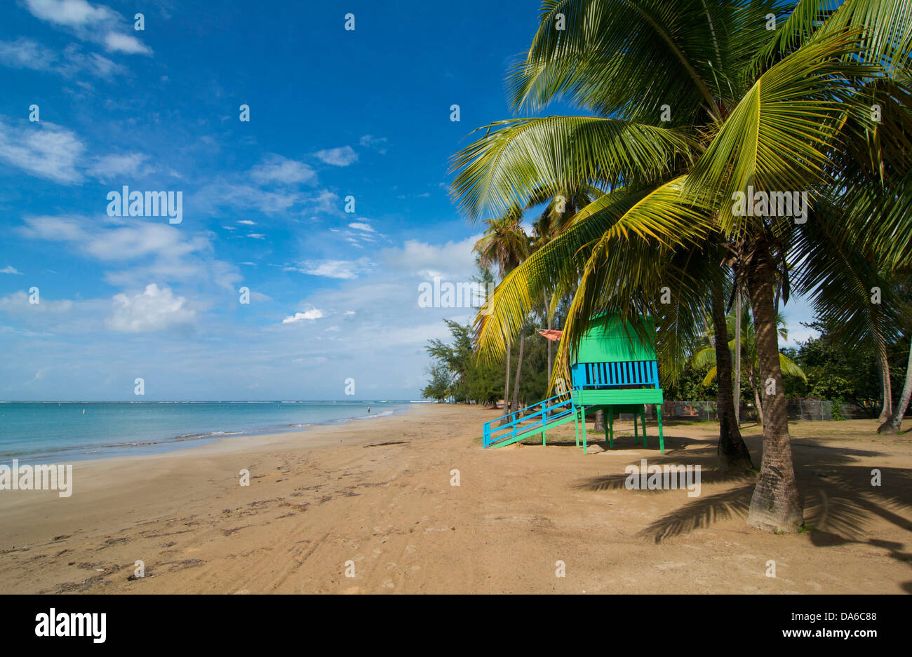 Puerto Rico, Caribbean, Greater Antilles, Antilles, Luquillo, palm beach, palm beaches, sand beach, sand beaches, beach, seashor Stock Photo