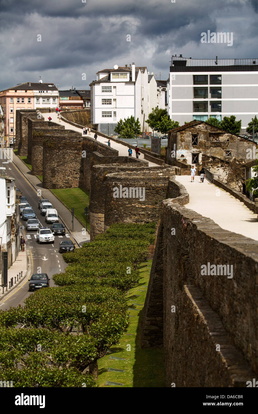Roman Wall Lugo Galicia Spain Stock Photo