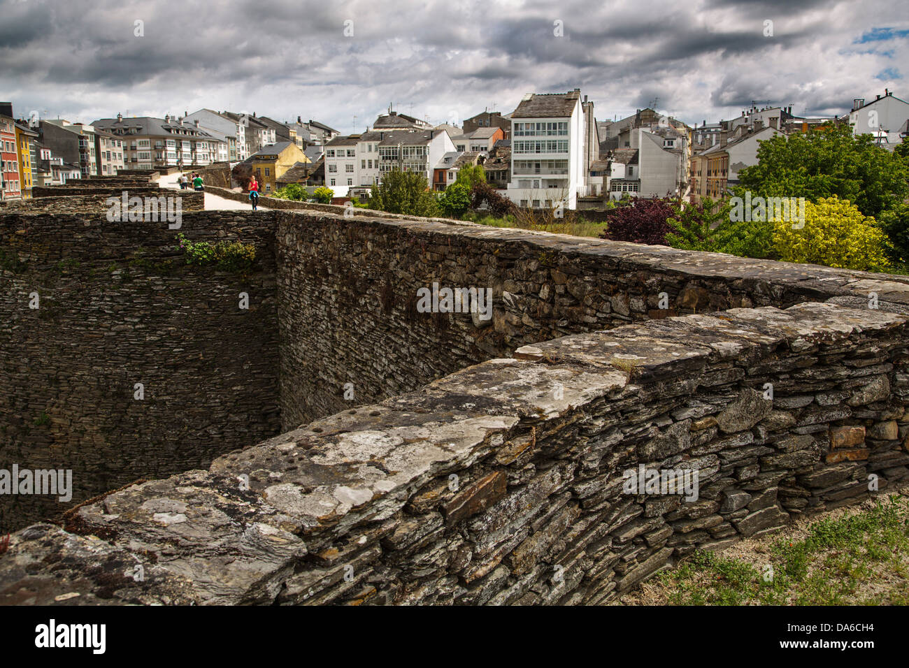 Roman Wall Lugo Galicia Spain Stock Photo