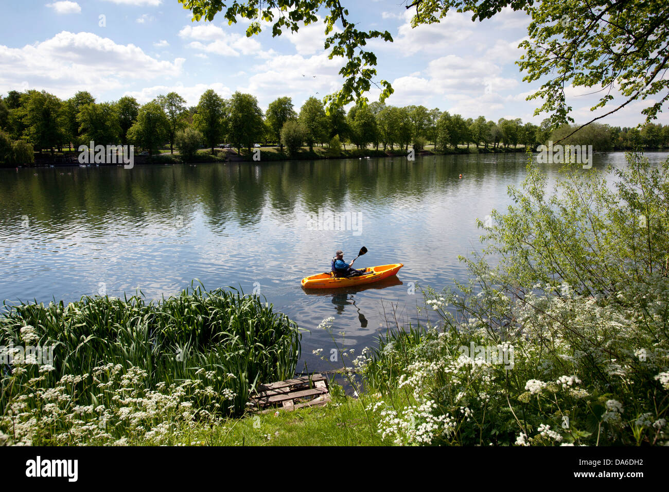 A canoeist on the pool in Brookvale Park, Stockland Green, Erdington