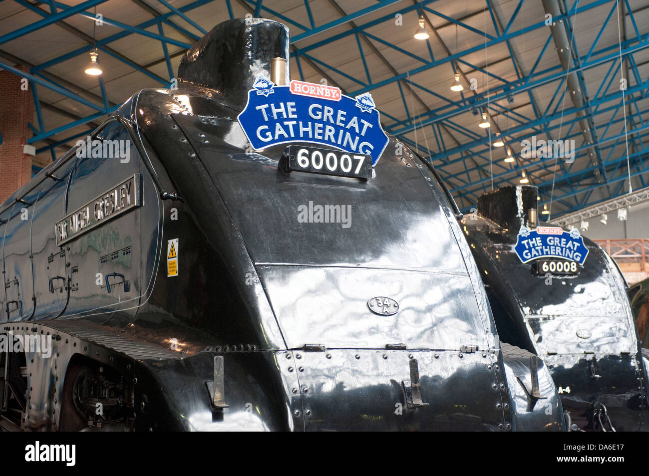Great Gathering of A4 class steam locomotives at National Railway museum York Stock Photo