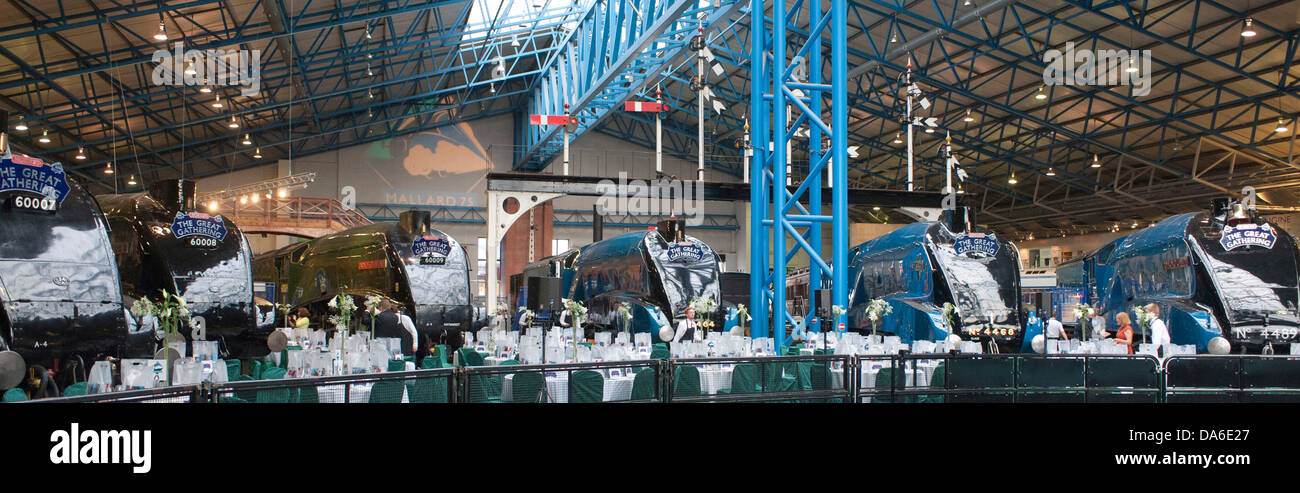 Great Gathering of A4 class steam locomotives at National Railway museum York Stock Photo