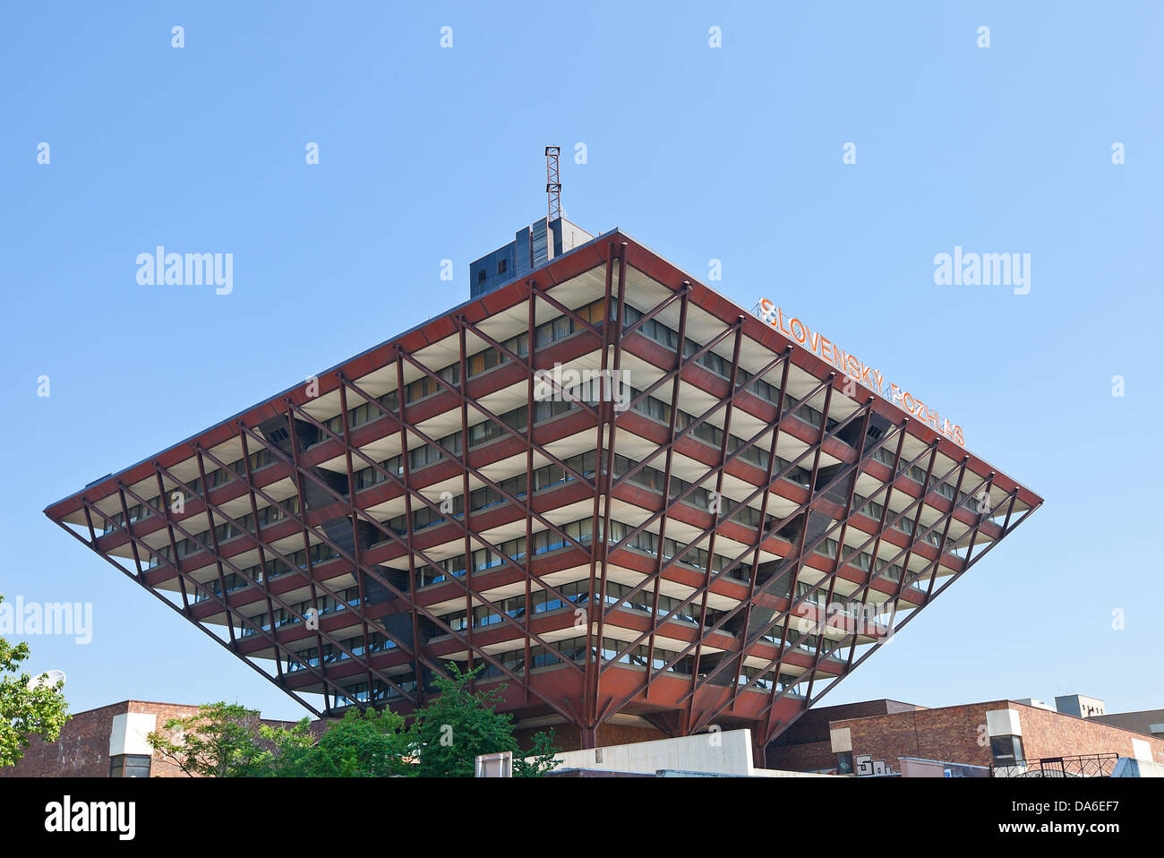 Slovak Radio (Slovensky rozhlas) building shaped like an inverted pyramid.  Bratislava, Slovakia Stock Photo - Alamy