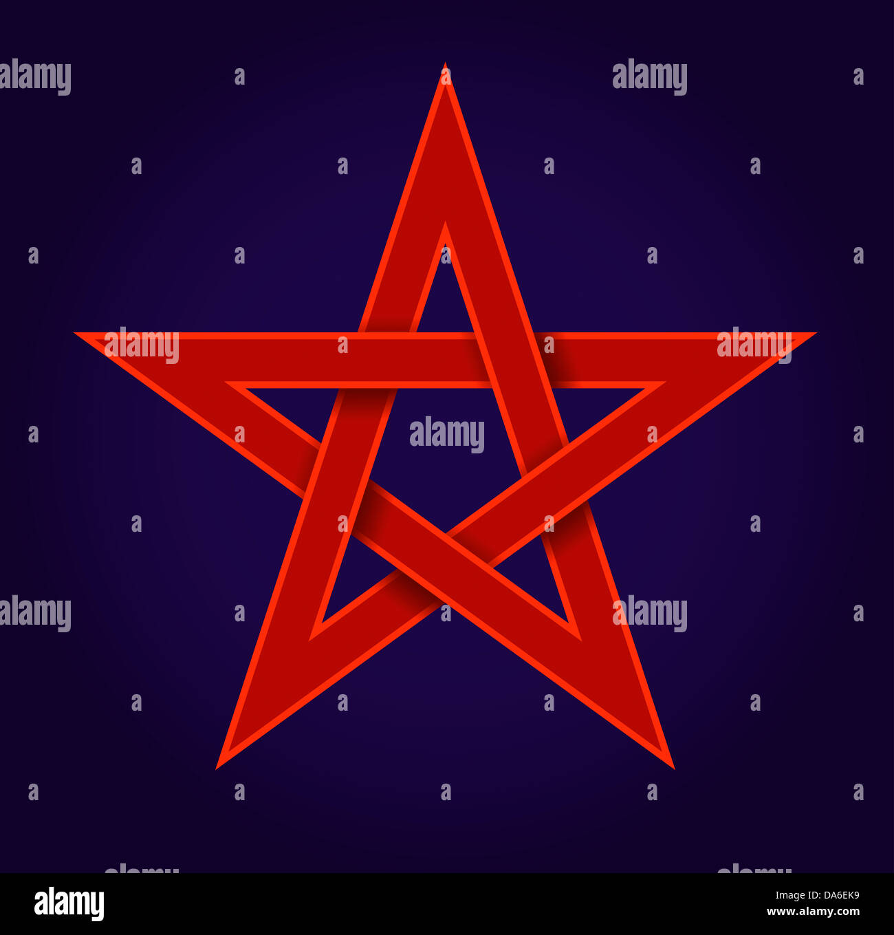 Red Pentagram On Blue Background Stock Photo
