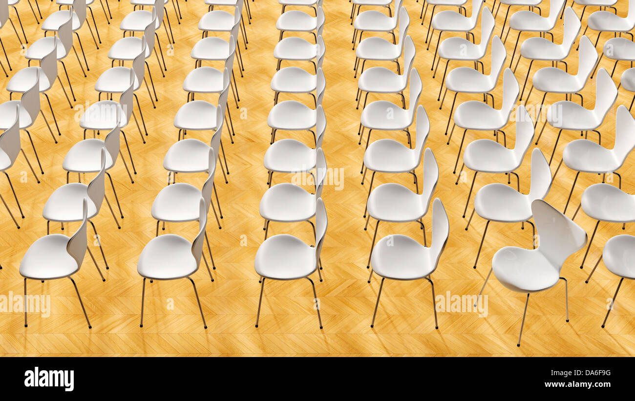 Rows of chairs, 3D illustration Stock Photo