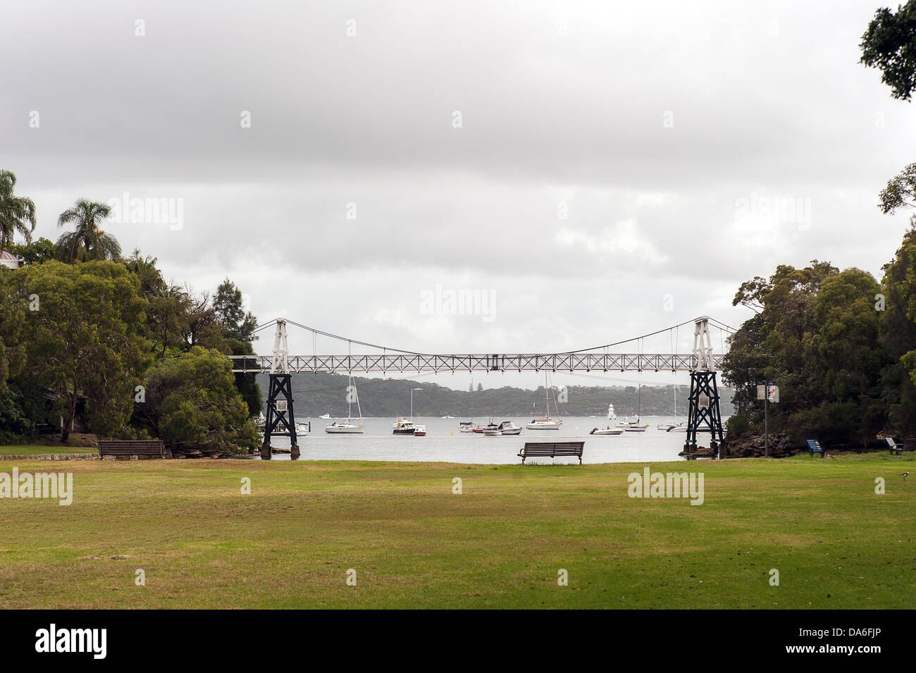 Parsley Bay in Sydney Harbor with its cove, pedestrian bridge, beach