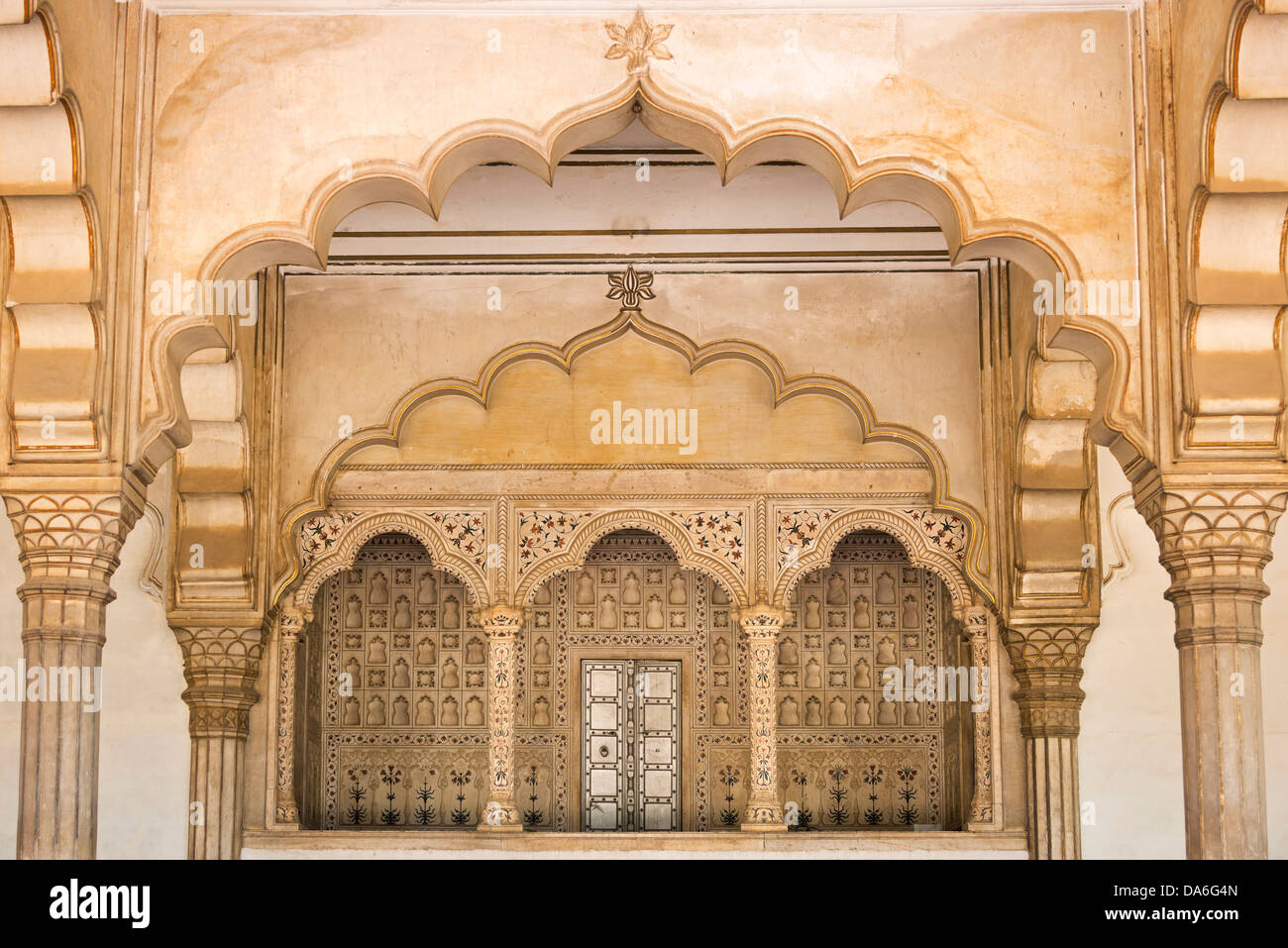 Audience hall of Diwan-i-Aam, Red Fort Stock Photo