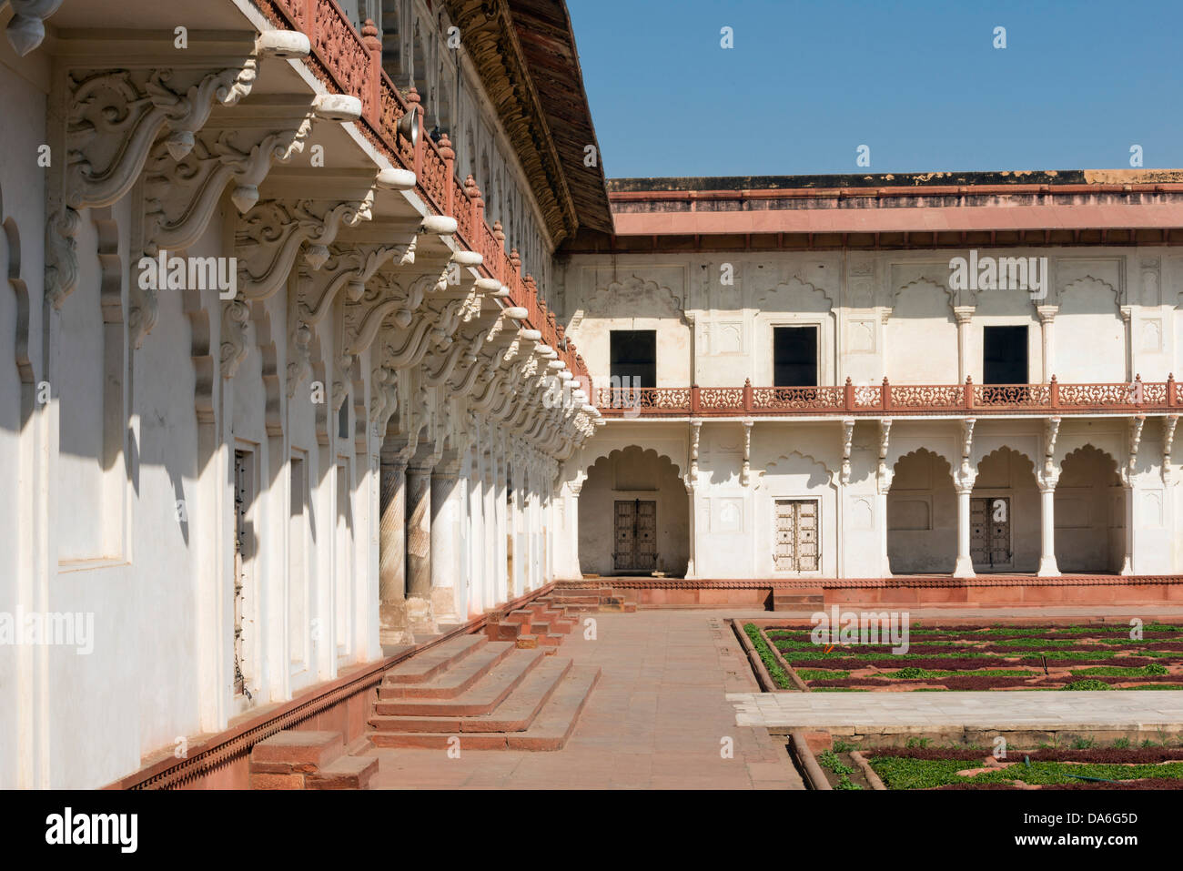 Herb garden, patio of Anguri Bagh, Red Fort Stock Photo