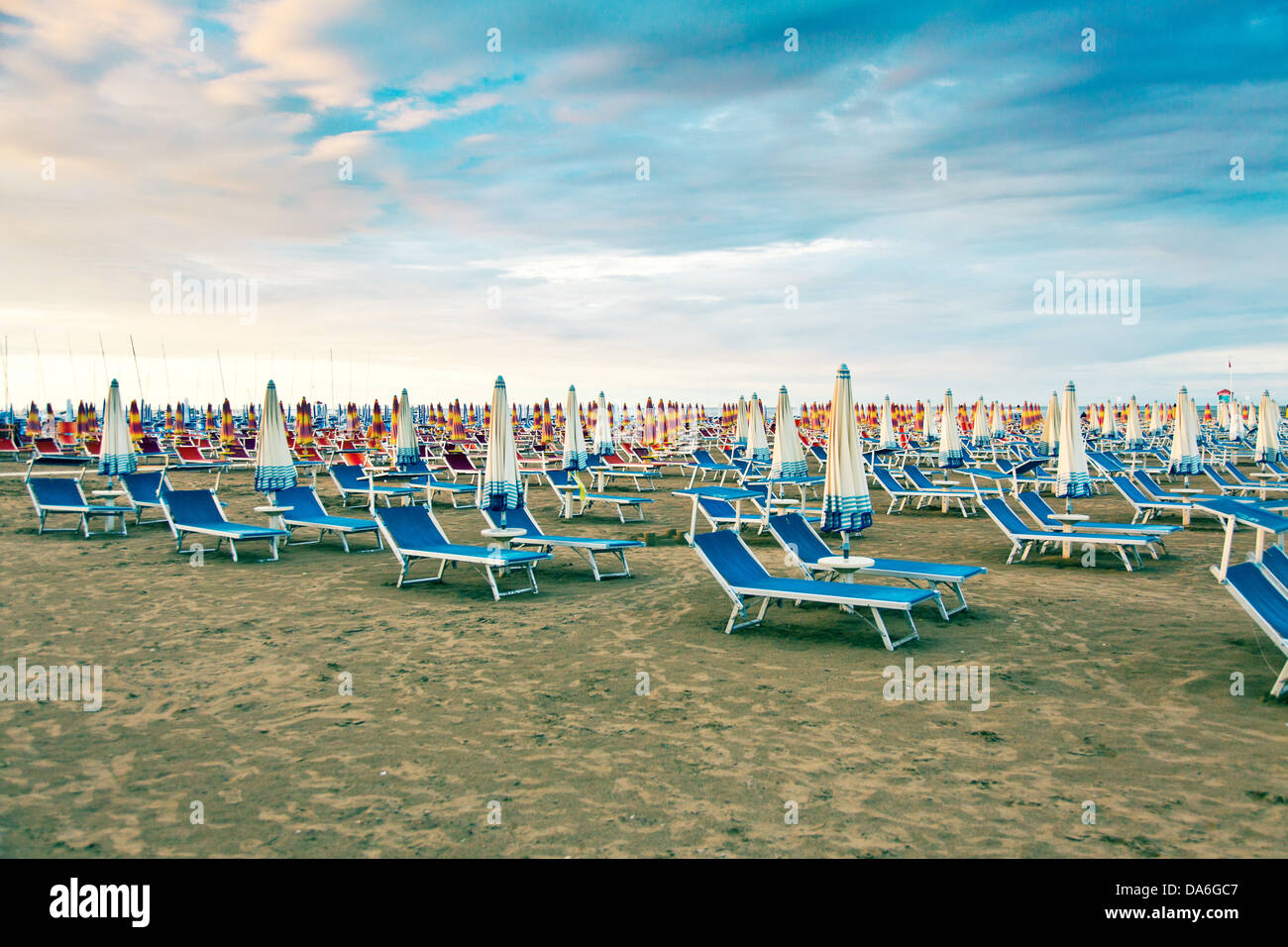 sunbeds on beach Stock Photo Alamy