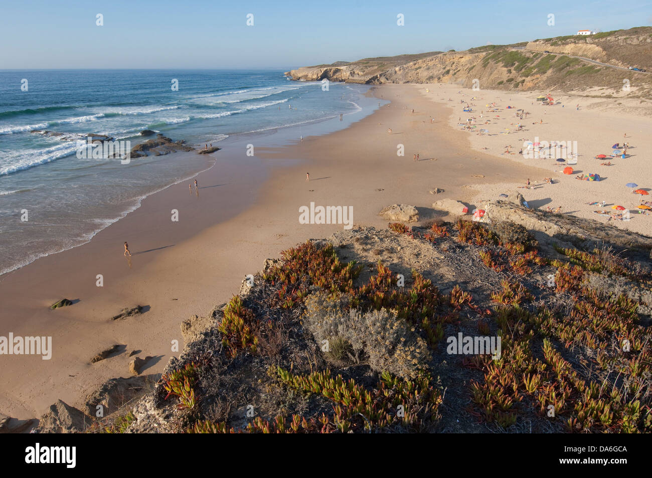 Algarve, swimming, rock, cliff, cliffs, sea, Monte Clerigo, Portugal, Europe, beach, seashore, Aljezur, scenery, landscape, Stock Photo