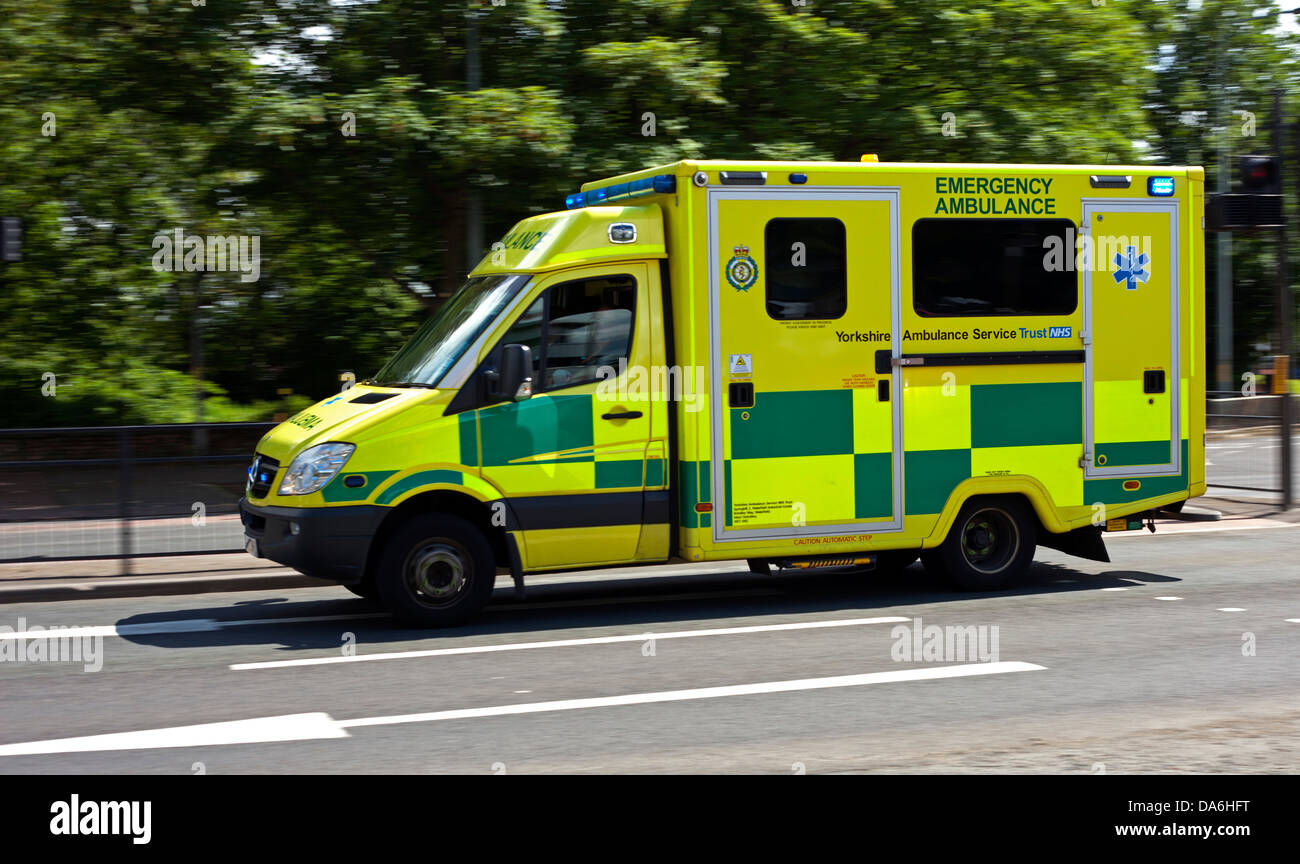 Speeding ambulance on way to emergency, Hull, Yorkshire, England, UK Stock Photo