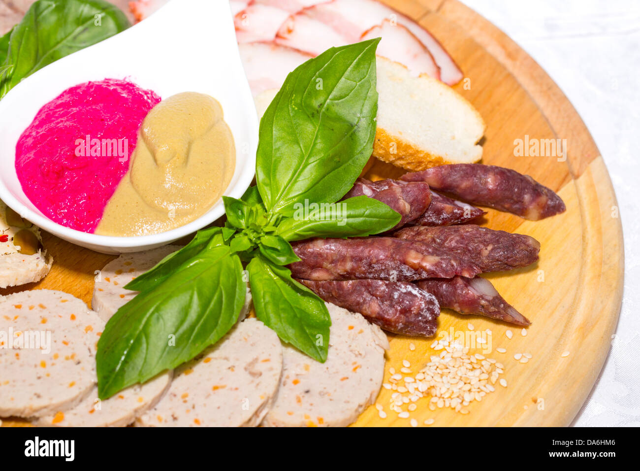 a plate of sausages Stock Photo