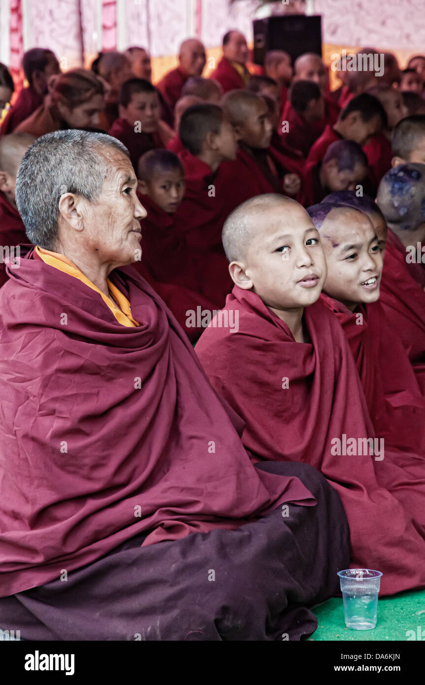 Buddhist monks. Bodhgaya, Bihar, India Stock Photo
