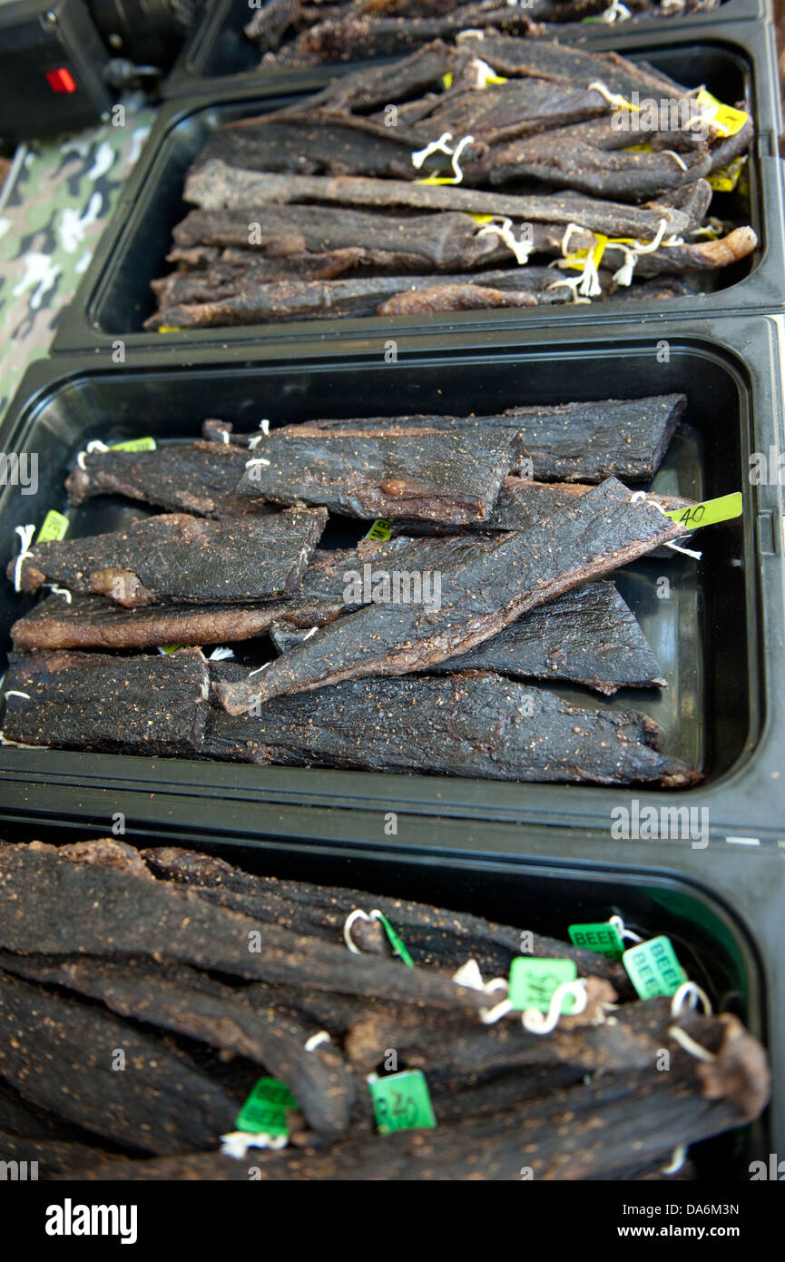 Biltong, South African dried meat, Cape Town, South Africa Stock Photo